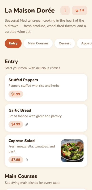 Menutiq menu example 2